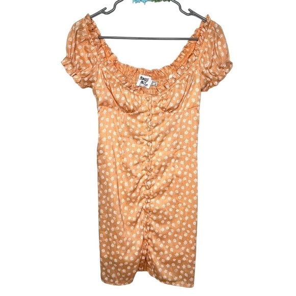 Princess Polly Donna Tangerine Orange Peach Floral Daisy Mini Dress Size 6 - Picture 16 of 16